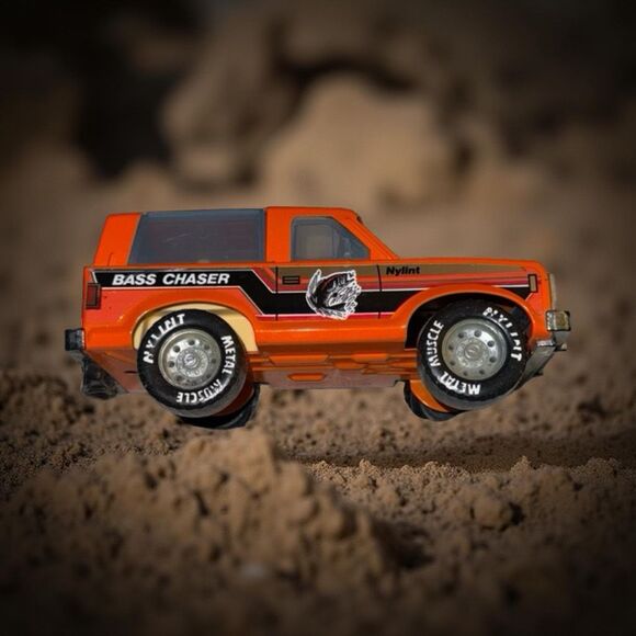 Vintage 80s Nylint Ford Bronco Truck Pressed Steel Bass Chaser Orange 8” - Picture 4 of 11